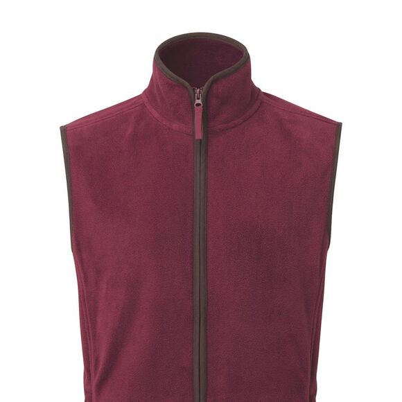 Premier Mens Artisan Fleece Vest / Burgundy/Brown - Picture 2 of 3